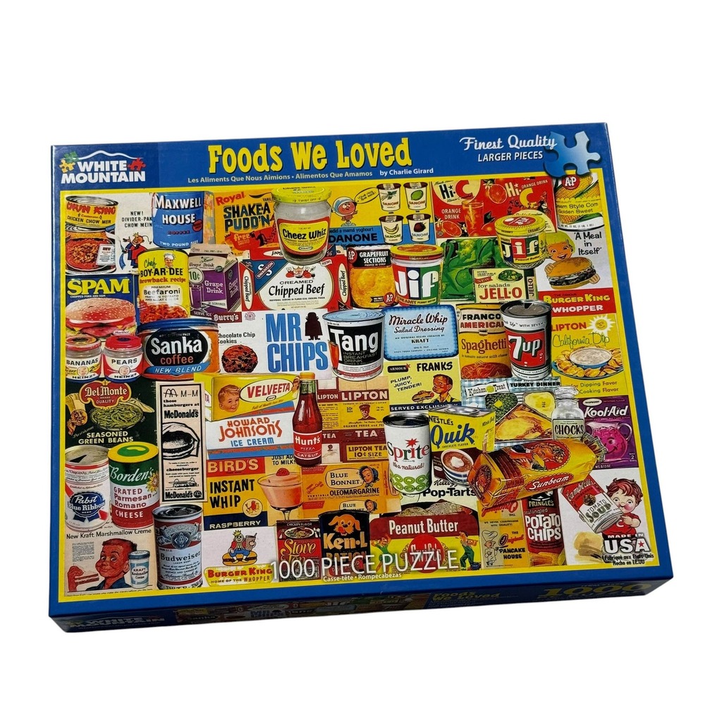 White Mountain Foods We Loved 1000 Piece Jigsaw Puzzle Charlie Girard UNCOUNTED